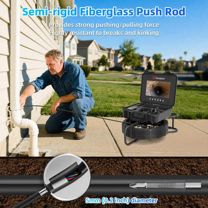 Sanyipace Sewer Inspection Camera 230FT/70M, Self-Leveling Drain Pipe Camera, Distance Counter, 5-Level Brightness, 1080P Plumbing Camera for Plumber, 32GB Card, 4500mAh Battery, 5mm/0.2-inch Cable