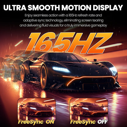 CRUA 34'' White Gaming Monitor, 165HZ/144HZ, WQHD(3440x1440P) IPS UltraWide Screen Computer Monitors with Built-in Speakers, Supports FreeSync, 120% sRGB, HDMI 2.0 & DP 1.4, Wall Mountable Installs