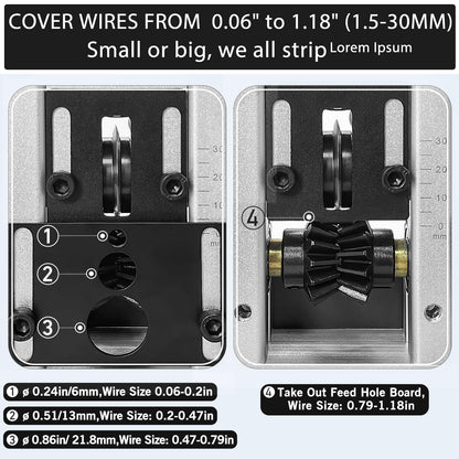 Wire Stripping Machine, 0.06''-1.18'' Automatic Wire Stripping Tool with All Aluminum Frame, Electric Wire Stripper Machine for Recycling Copper Wire