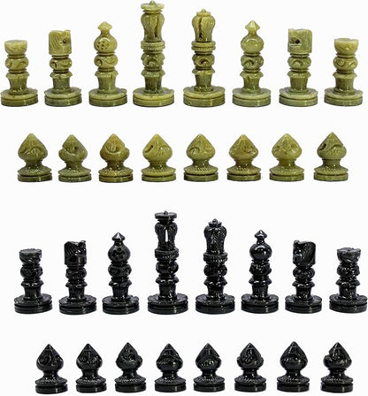 StonKraft - Natural Stone Chess Pieces Chessmen Chess Coins (3 King) | Chess Accessories | Board Games (White and Brown)