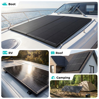 400W Solar Panel, 4PCS 12V N-Type 100 Watt Solar Panels with Monocrystalline 25.6% High Efficiency Module,IP68 Waterproof,PV Module for RV,Boat,Rooftop,Trailer,Camper,Farm and Off-Grid System