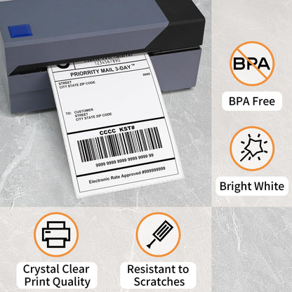 L LIKED 8000 Thermal Shipping Labels 4”x 6”in Fanfold, Permanent Adhesive, Perforated Line Labels Compatible with Direct Thermal Printings (2 Stacks, 4000 Labels/Stack)