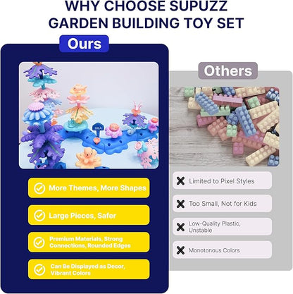 Marine Explorer STEM Building Set with 7 Sea Creatures - 76 Piece Coral Reef Blocks for Preschool Learning Includes Crab Turtle &amp Pufferfish（Ocean-World-L2）