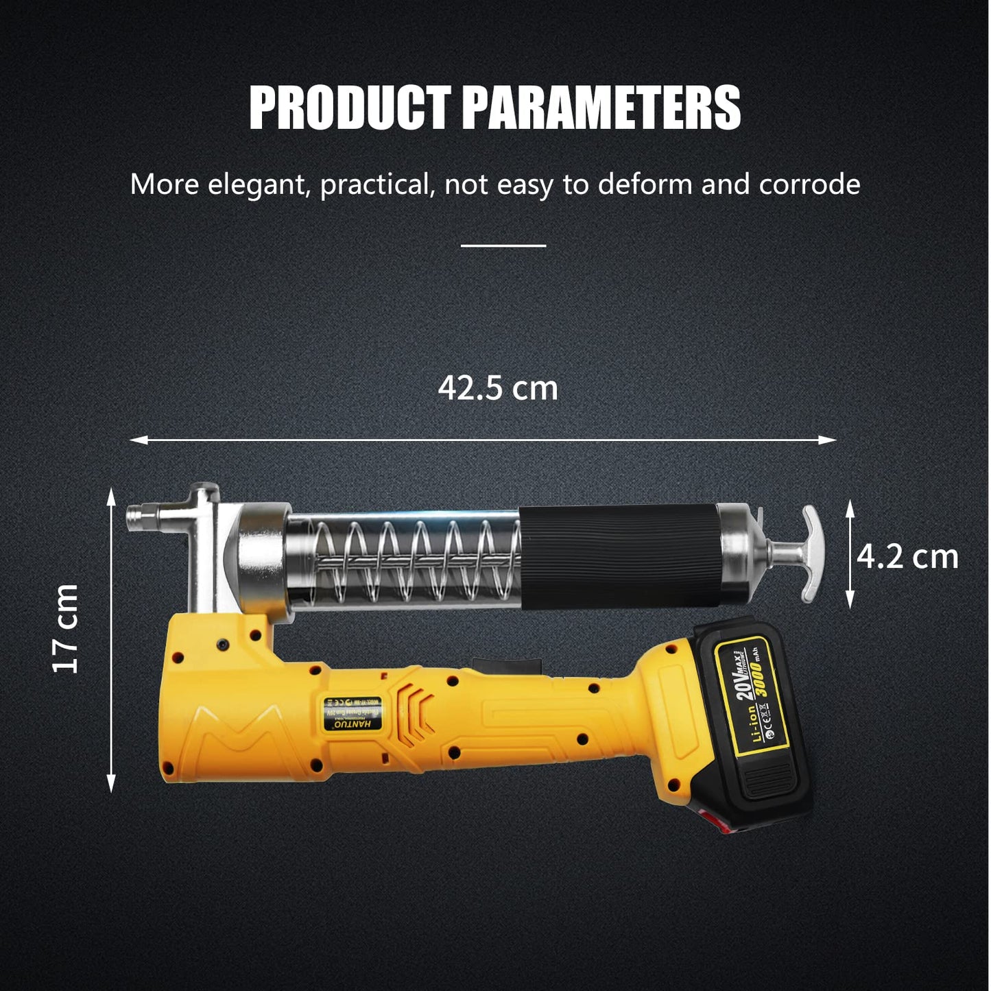 20V MAX Electric Grease Gun Kit with 2 Batteries and Charger, 12000 PSI Cordless Grease Gun Kit with Quick Release Coupler, 39” Hose, Extension Rigid Pipe for Tractors, Trailers, Mechanical