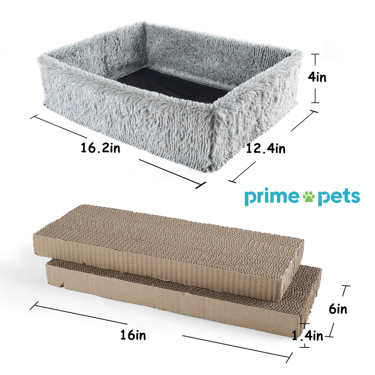 PrimePets Cat Scratcher Lounge with 2 Removable Cat Scratch Cardboard, Reversible Cat Scratching Pad Box Bed, 2 in 1, Corrugated Board, Catnip Included