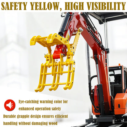 Upgrade Excavator Grapple Attachment for 0.8-1.8 Ton Mini Excavators, Wood Log Grapple with 2 Pins, 3.54in Span & 0.98in Hole, Excavator Grabber for Land Clearing, Logs, Rock, Scrap Handling