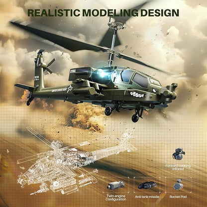 SYMA RC Helicopters S51H Remote Control Helicopter 2.4GHz Military Army Toys for Boys Girls Kids with Altitude Hold One Key Take Off/Landing LED Light Low Battery Reminder