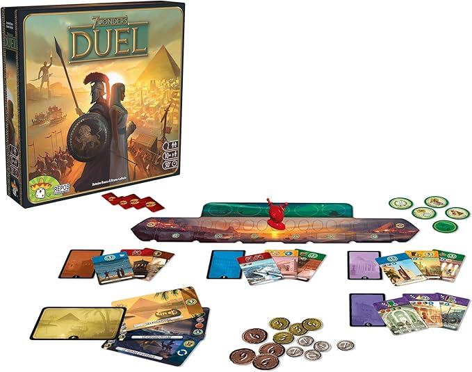 Asmodee 7 Wonders Duel Board Game BASE GAME - Intense Two-Player Battles in the Ancient World Strategy Game for Kids and Adults Ages 10+ 2 Players 30 Minute Playtime