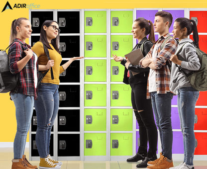 AdirOffice Large School Locker with 6 Doors 6 Hooks Storage Locker for Garage Storage - Office Storage Lockers (6 Door, Green)