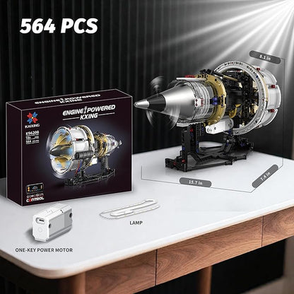 Jet Engine Model Kit that Runs App Controlled Building Blocks Sets with Motor Visible Aircraft Engine Building Kit for Adults &amp Kids 14+ Year Old (564 PCS)