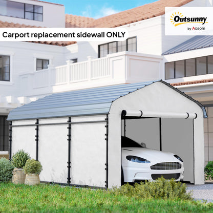 Outsunny Carport Replacement Sidewall Panels Set of 4 for 12' x 20' Carports, UPF50+ Waterproof PE Tarp Replacement Side Wall Cover with Zipper Door, Top Cover and Frame Not Included, White