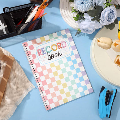Fuyoooo Teacher Record Book 2026-2027 Teacher Grade Books Spiral Bound Record Planner 2026 Class Grade Book Office Favors for Classroom Attendance Planner Decoration Double Sided(Pastel, Checkered)