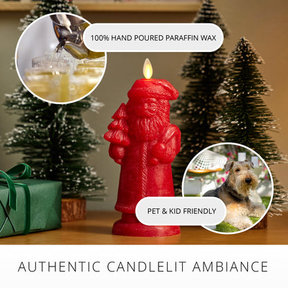 Luminara - Flameless Holiday LED Candle Battery Operated Moving Flame - Red Santa - Pack of 1-3x7 - Unscented Indoor Realistic Flickering Safe