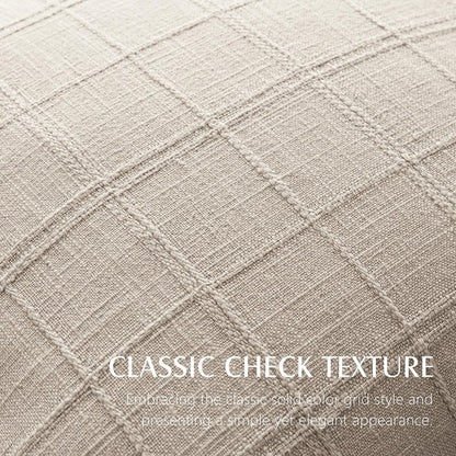 Foindtower Set of 2 Decorative Linen Check Throw Pillow Covers Neutral Farmhouse Lumbar Cushion Covers Modern Boho Home Decor for Sofa Chair Couch Bedroom Living Room,12×20 Inch,Natural Linen