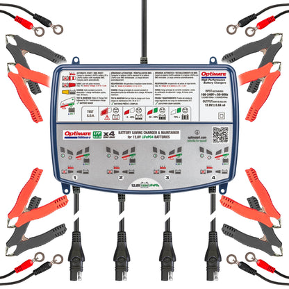 OptiMate Lithium 4s 0.8A Quad Bank, TM485, 8-Step 4x12.8V 0.8A Lithium Expert Battery Saving Charger & Maintainer