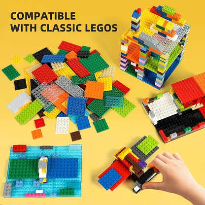 150 Pieces Small Base Plate Sets Classic Flat Pieces for Moc Building 12 Size DIY Building Boards - Compatible with All Major Brands Brown