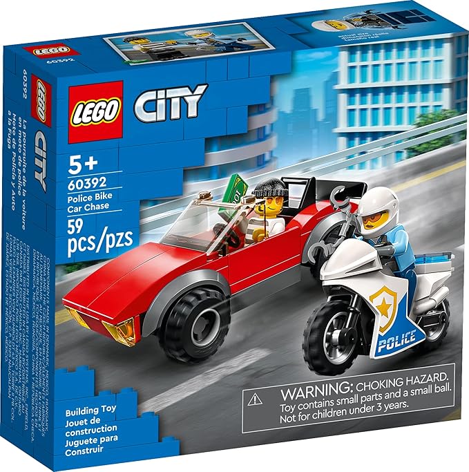 LEGO City Police Bike Car Chase 60392 Toy with Racing Vehicle &amp Motorbike Toys for 5 Plus Year Olds Kids Gift Idea Set Featuring 2 Officer Minifigures