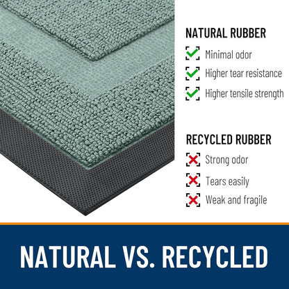 OLANLY Indoor Outdoor Front Door Mat - Waterproof All-Season Doormat, Easy Clean, 59x23, Grayish Green