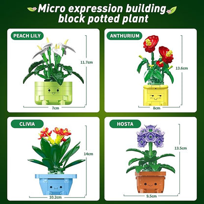 Flower Building Kit for Adults 614 Pcs Happy Plants Flowers Set Succulents Botanical Collection for Home Office Décor Gift for Valentine's Day for Her/Girlfriend/Mom/Wife/Couple/Women