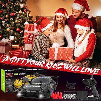 RC Drift Car 1:20 Scale Remote Control Cars 2.4GHz 4WD High Speed RTR Racing Vehicle with LED Lights 2 Rechargeable Batteries and Drifting Tires Racing Sport Toy Car for Adults Kids Boys Girls