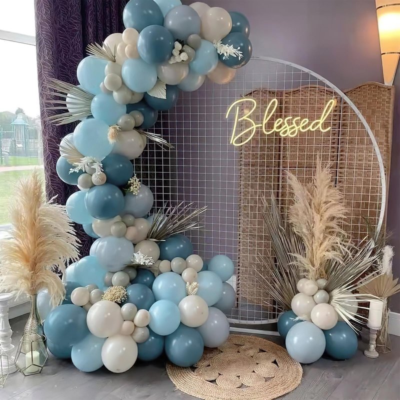PartyWoo Dusty Blue Balloons 101pcs 12 Inch Slate Blue Boho Neutral Latex Helium Balloons for Baby Shower Gender Reveal Wedding Anniversary Graduation Cat Tornado Birthday Party Decorations Blue-F55