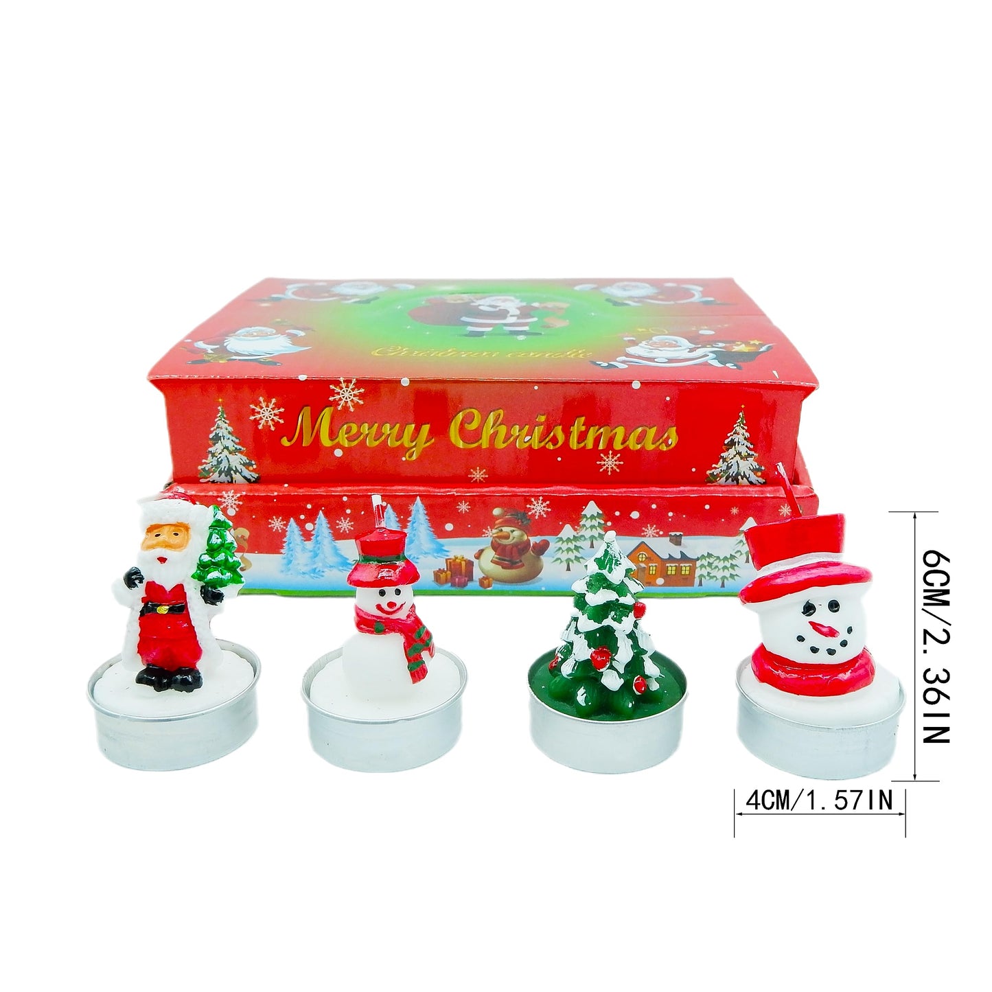KCVC 12 Pcs Unscented Tealight Candles Set B for Christmas Decoration Santa Claus, Snowman, Pine Cones, Christmas Tree, Shoes, House, Santa Hat Candles, Christmas Interior Home Decor