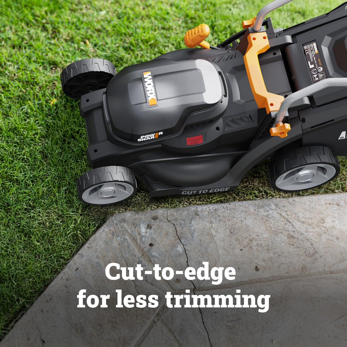WORX Cordless Lawn Mower, 14'' Electric Mower with Mulching & Bagging, 20V Push Lawn Mower with 6-Position Height Adjustment, 5.0 Ah Battery & Charger Included, WG733.1