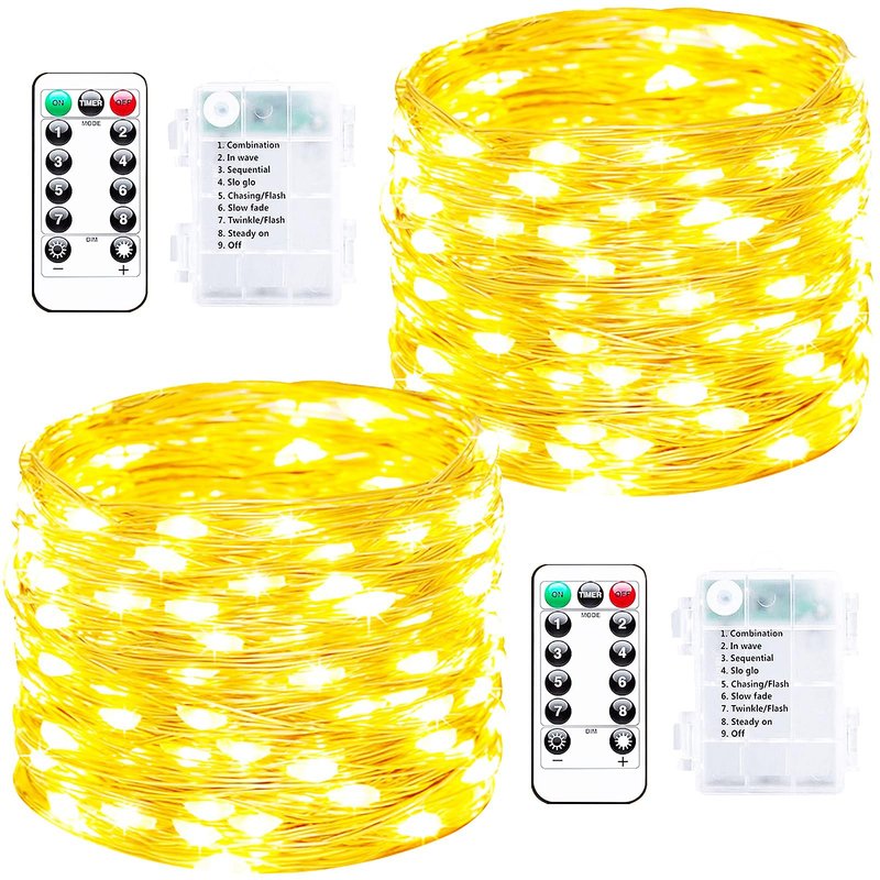 2 Pack 140Ft 400 LED Fairy Lights Battery Operated with Remote & Timer, Silver Wire Twinkle Lights Outdoor Indoor, Waterproof Fairy String Lights for DIY Bedroom Christmas Parties Tree Garden Decor