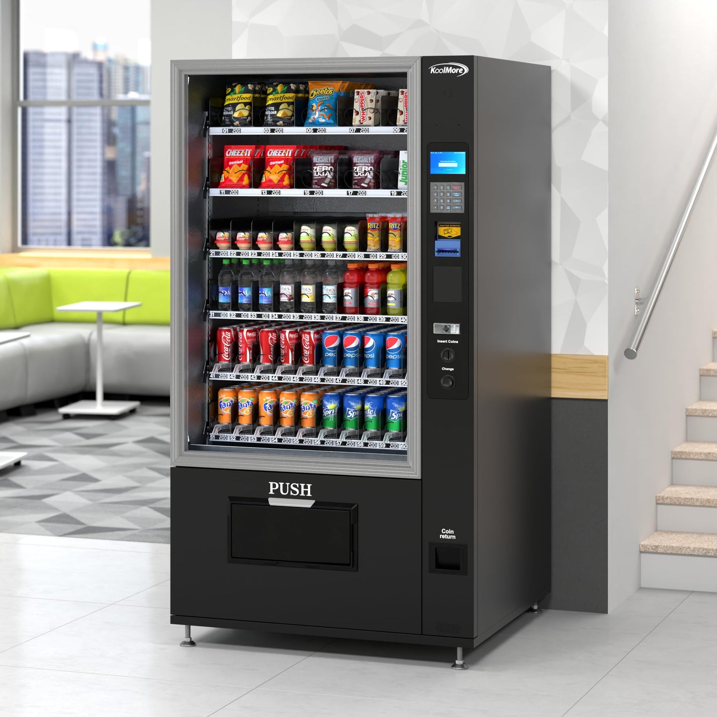 KoolMore Refrigerated Snack Vending Machine with 60 Slots and Coin/Bill Acceptor in Black (KM-VMR-40-BC)