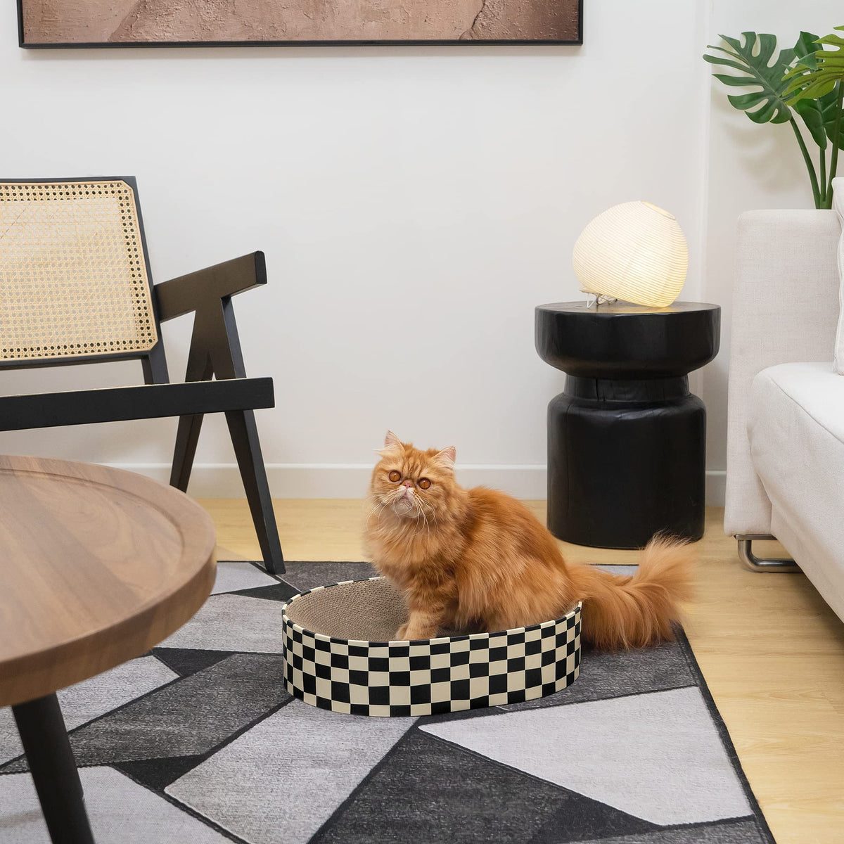 Conlun Cat Scratcher Cardboard,2 in 1 Oval Cat Scratch Pad Bowl for Indoor Kitty Grinding Claw,Round Kittens Scratching Board Corrugated Lounge Pet Beds&Furniture Protector for Couch&Carpets&Sofas
