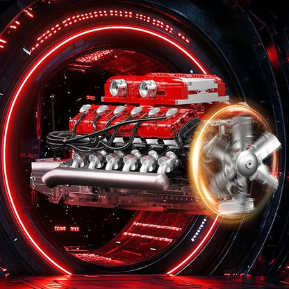 Mould King V12 Engine Model Kit That Runs MOC Engineering Model Building Kit with Battery and Motor 3472 PCS STEM Engineering Building Blocks for Adults