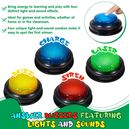YTZRLO 8-Pack Game Buzzers for Trivia Games – Classroom Quiz Buzzers with Lights & Sounds for Learning, Parties & Family Fun
