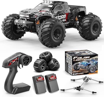 RC Cars 1:14 4WD Off-Road RC Monster Truck High Speed 40 km/h 4x4 Remote Control Car with 2 Rechargeable 1300mAh Batteries and 2 Sets of Tires for Adults &amp Boys