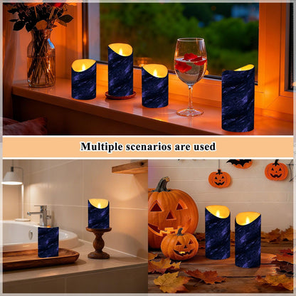 Gravopti Abstract Texture 2 Pack Flameless LED Pillar Candles with Remote & Timer, Battery Operated, Flickering Wax Candle for Wedding, Romantic Home & Party Decor