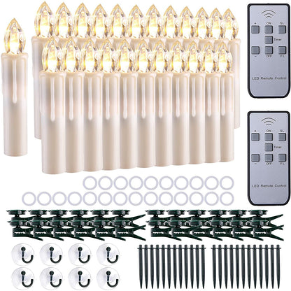 MIXALY 24 PCS LED Flameless Taper Candles, Battery Operated with Remote Updated Timer Function, Flickering Warm White Light, Perfec for Window and Christmas Decor