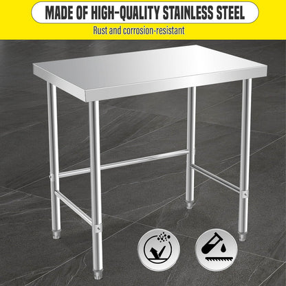 COZONY Stainless Steel Table 48x24 Inch, Kitchen Restaurant Stainless Steel Prep Work Metal Table Countertop with Open Base