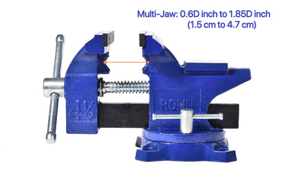 Rolin Vise Bench Vise 4-1/2 Inch With 240 Degree Swivel Base Clamp Tools Home Vises Rotation Base