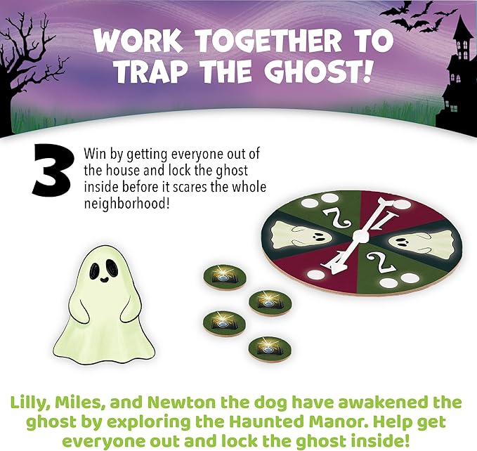 Peaceable Kingdom Ghost in The Attic - Cooperative Board Game for Family Game Night – Unique Glow-in-The-Dark Board Game - Great for Kids Ages 5 &amp Up