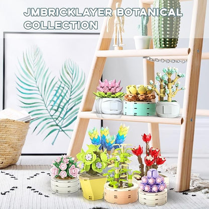 JMBricklayer Flowers Succulents Botanical Valentines Building Sets Plants Office Home Decor Succulents Bonsai Building Toys Creative Flowers Building Project for Adults Gifts Ideas for Girls Women