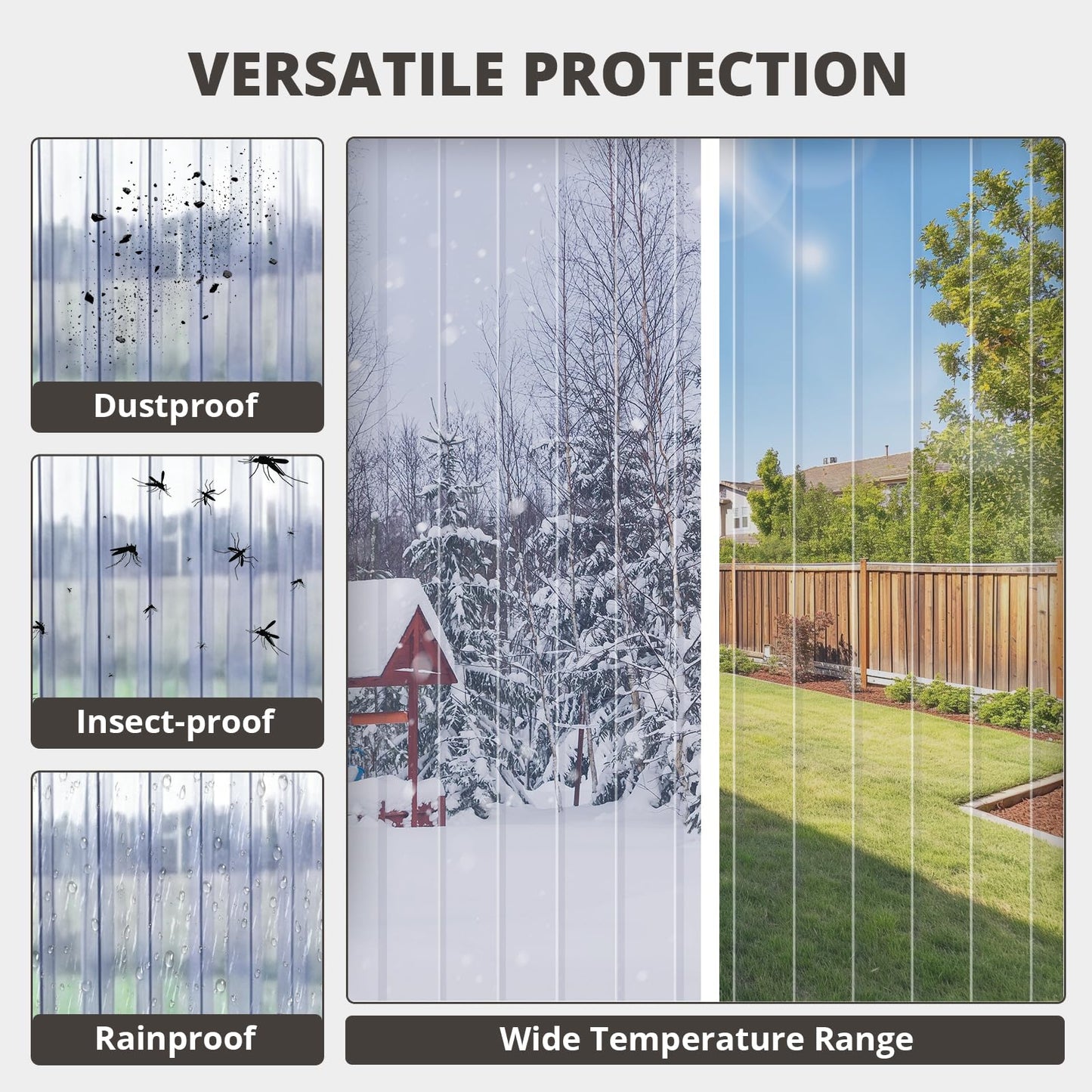 LovePads Clear PVC Strip Door Curtain with Knife & Tape Measure - Plastic Walk in Cooler Curtains, Thermal Freezer Cover for Commercial Warehouse & Garage, 12" x 50' Bulk Roll