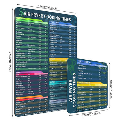 Air Fryer Cooking Times Chart Magnet Set – Comprehensive Cheat Sheet Magnets for 100+ Foods, Easy-Read Quick Reference Guide, Durable Air Fryer Accessories and Kitchen Gift for Beginners & Chefs