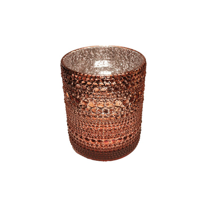 WGV Rustic Dark Pink Trendy Pearly Votive Candle Holder 2.7" x 3.15"H, Mercury Bubbly Bead Textured Glass Tealight Candleholder, Home Accent Décor, 1 Pc