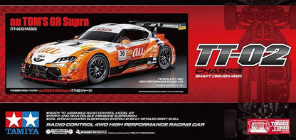 Tamiya 58703 1:10 RC au Tom's GR Supra (TT-02) Remote Controlled Car RC Vehicle Model Building Assembly Kit Unpainted