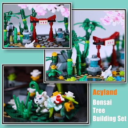 Bonsai Tree Building SetsJapanese Style Cherry Blossom Tree Mini Building Blocks(1101PCS) Including Garden PlantsAnimalPondMeaningful Gift for 6 7 8 9 10+ Kids and Adults…