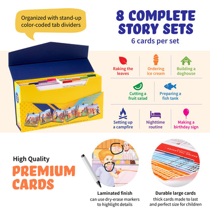 Sequencing Cards, Picture Cards, Storytelling Cards, Speech Therapy Materials, Home School Supplies, ESL, ELL, Social Skills, Combo Set