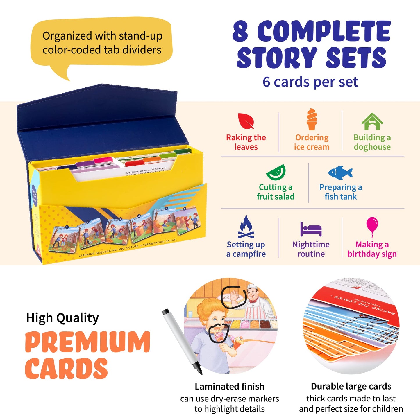 Sequence for Kids Cards, Speech Therapy Materials, Homeschool SEL, Autism, Tell A Story Picture Cards, Social Skills, Picture Cards, ESL, ELL