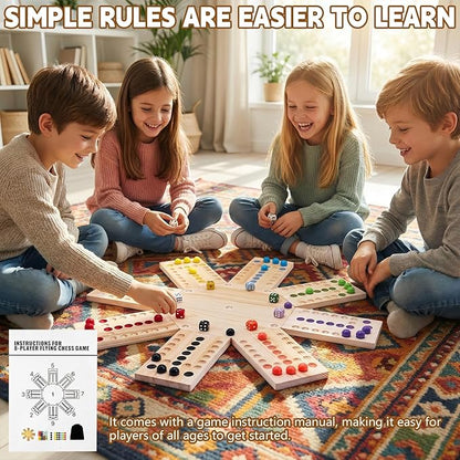 Magnetic Marbles Board Game 2-8 Players Wooden Board Game Set with 32 Marbles &amp 16 Dice Portable Marble Game for Family and Friends Game Night Gatherings