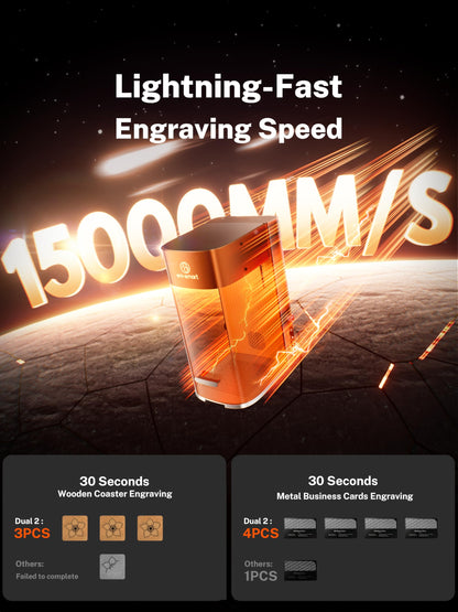 EM-Smart Dual 2, 30W MOPA + 20W Diode Laser Engraver, 100+ Color Metal Engraving, 15000mm/s Fast Laser Engraver and Cutting Machine for Jewelry, Metal, Wood, Leather, Acrylic, Glass, and More