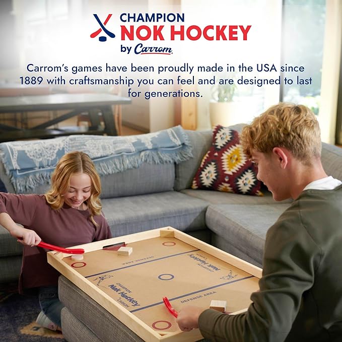 Carrom Champion Nok Hockey Game (Standard Size) — Wooden Board Games for Adults &amp Children — Indoor and Outdoor Games for Family — Sports Board Games