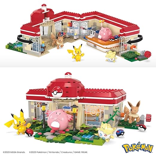 MEGA Pokemon Action Figure Building Toys Forest Pokemon Center with 648 Pieces 4 Poseable Characters Gift Idea for Kids